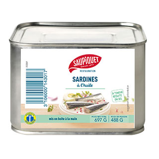 Saupiquet Restauration : Sardines à l'huile à teneur réduite en sel