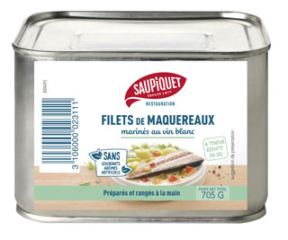 Saupiquet Restauration : Filets de maquereaux marinés au vin blanc à teneur réduite en sel