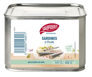 Saupiquet Restauration : Sardines à l'huile à teneur réduite en sel