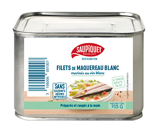 Saupiquet Restauration : Filets de maquereau blanc marinés au vin blanc à teneur réduite en sel