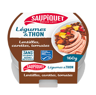 Saupiquet Saladière : Les Saladières Lentilles, Carottes jaunes, Tomates